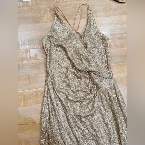 Lauren Ralph Lauren Evening Gold sequin Dress gown - Picture 3 of 17
